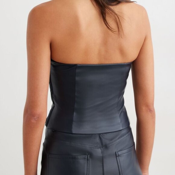 Dynamite Navy Faux Leather Tube Top L - Picture 3 of 13